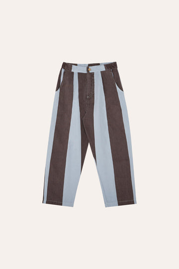 The Campamento - Brown stripes washed kids trouser - Blue