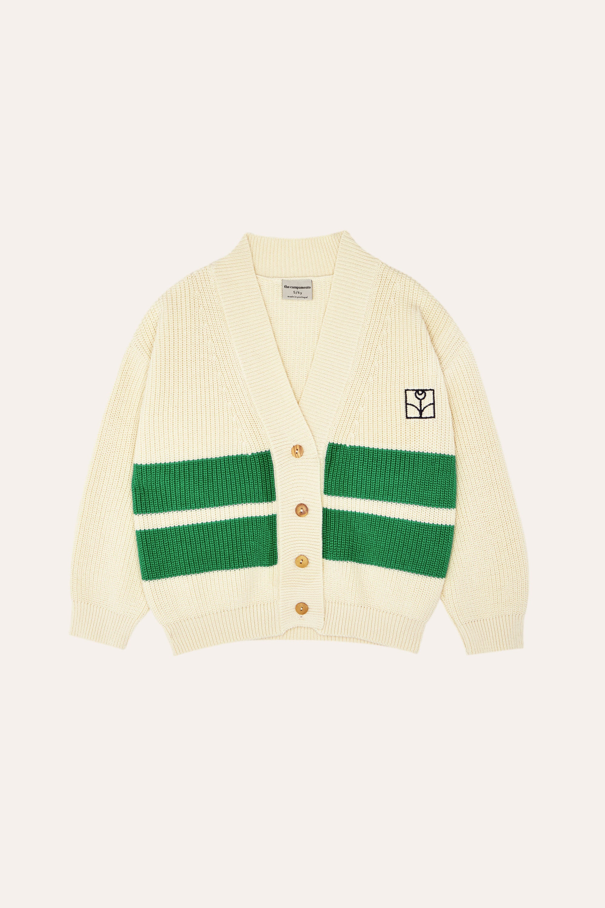 The Campamento - Green bands oversized kids cardigan