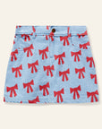 Wynken - denim cloud skirt - setting sun bows