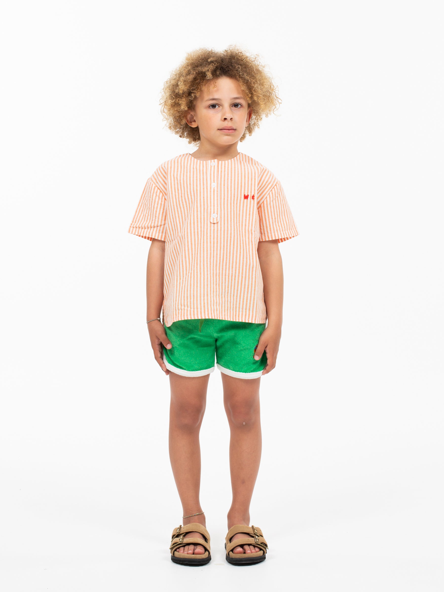 Wander and Wonder - henley shirt - orange stripe