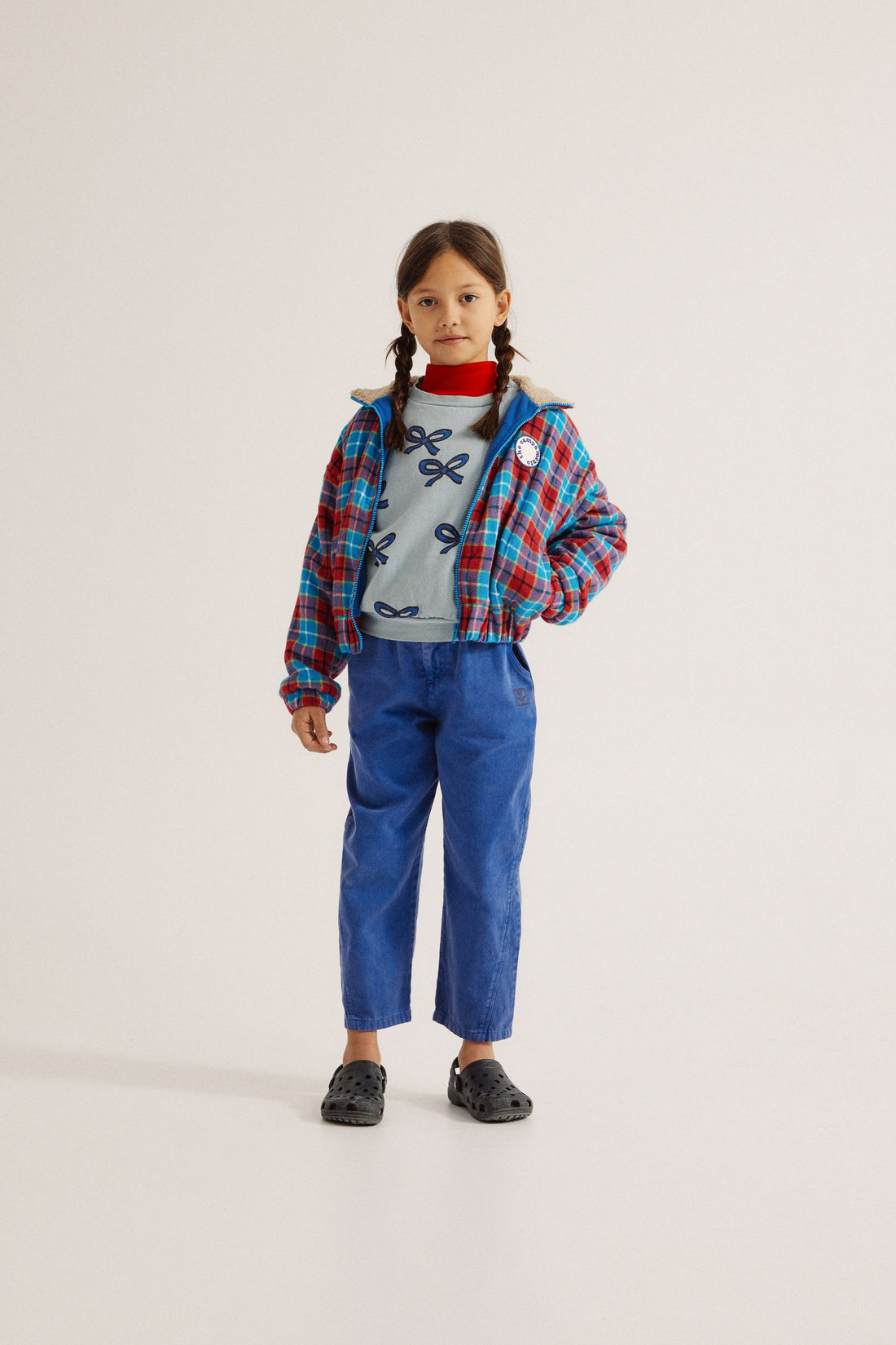 The Campamento - Red & blue checked kids jacket - blue