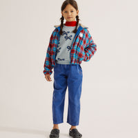 The Campamento - Red & blue checked kids jacket - blue