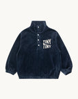 Tiny Cottons - kids - tiny waves velours mockneck - navy