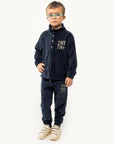 Tiny Cottons - kids - tiny waves velours joggers - navy