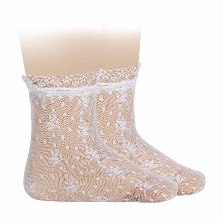 Condor - ceremony silk lace socks - 4.502/4 200 - white