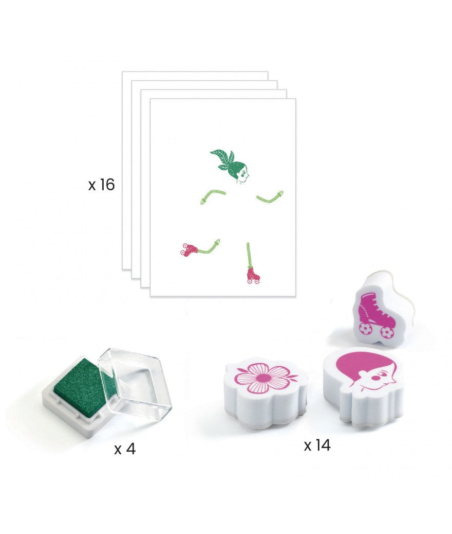 Djeco - mix &amp; match stamps - flower girls