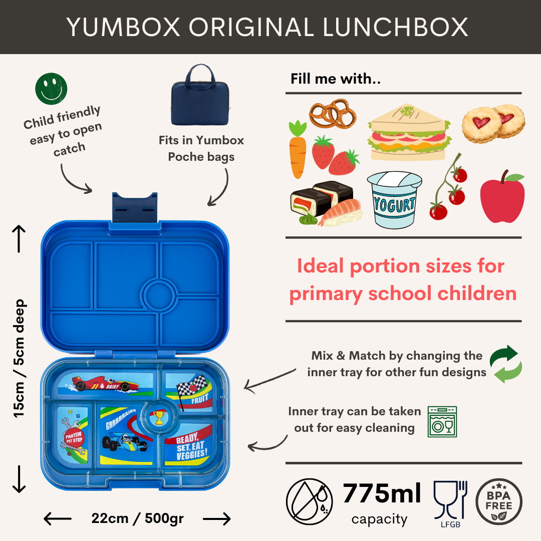 Yumbox  - original 6 - Surf blue - Race car tray