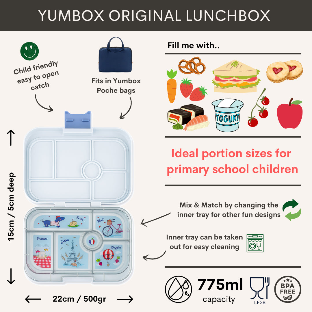 Yumbox  - original 6 - Hazy grey - Paris tray