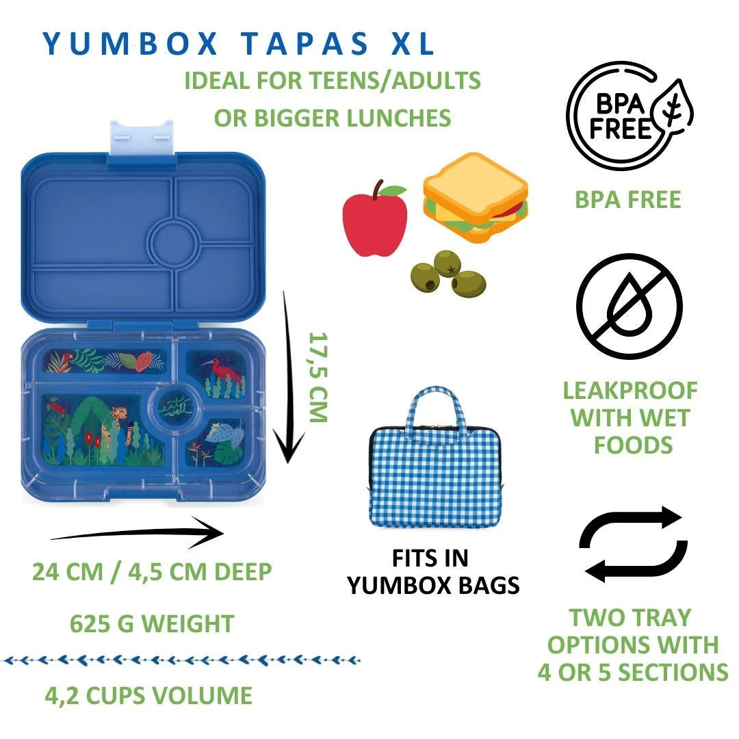 Yumbox  - tapas xl 5 - true blue / jungle tray