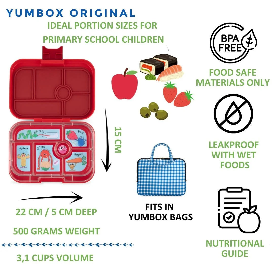 Yumbox - original 6 - wow red / funny monsters tray