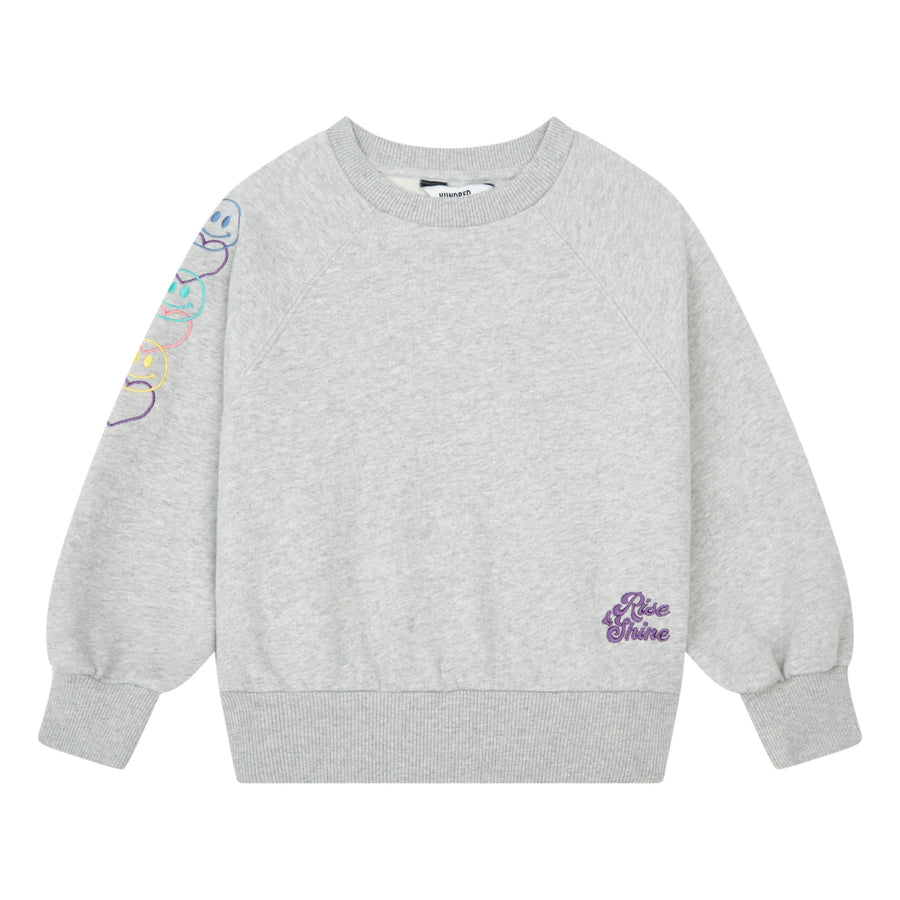 Hundred Pieces - cotton sweat - smiley - heather grey