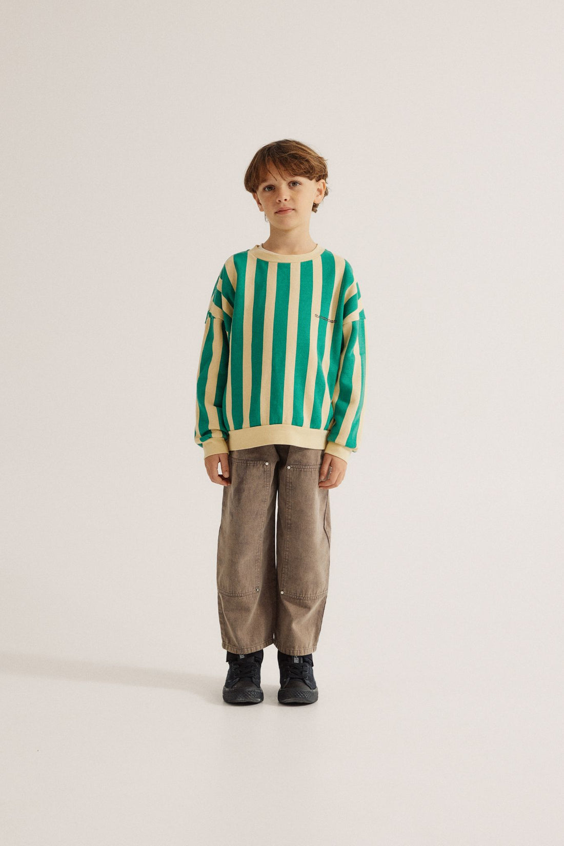 The Campamento - Green Stripes oversized kids sweater - Green