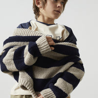 The new society - tirso jumper - sand/blue stripes