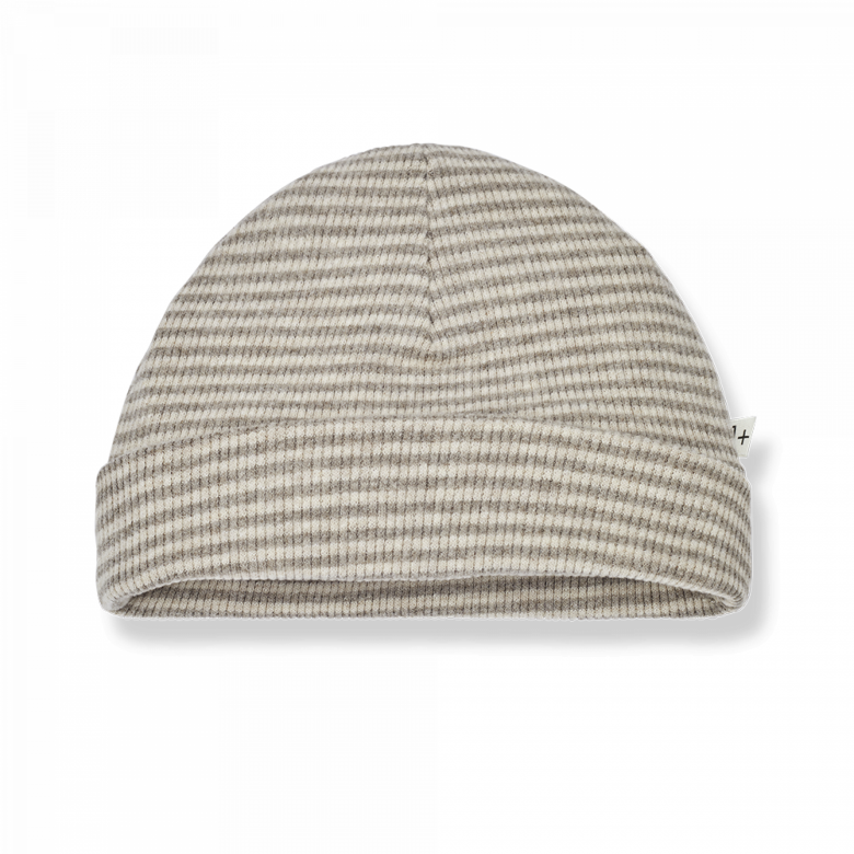 1+ in the family - rio - rib striped beanie - oatmeal/taupe