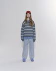 Main Story - bubble sweatshirt - balsam green stripe fleece