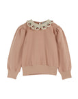 Emile et Ida - sweatshirt embrodery collar - blush