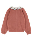 Emile et Ida - baby cardigan collar embrodery - rose