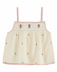 Emile et Ida - kids - embroided tulipes top - ecru