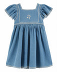 Emile et Ida - kids - embroided dress - light denim