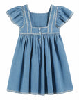 Emile et Ida - kids - embroided dress - light denim