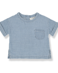 1+ in the family - benedetto - muslin denim t-shirt - washed blue