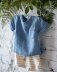 1+ in the family - benedetto - muslin denim t-shirt - washed blue