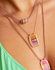 Mya Bay - necklace - gilded gold - pink rainbow eye boheme