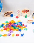 Sensory play - transparant color shells