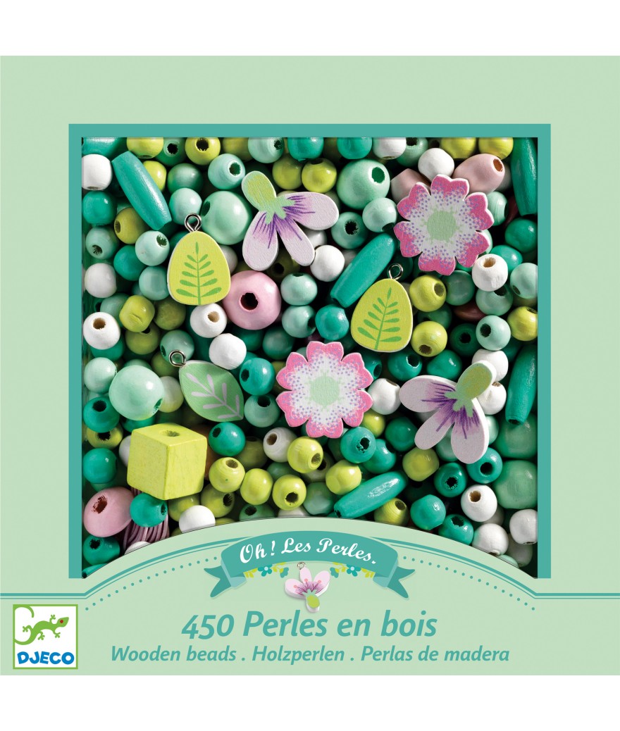 Djeco - wooden beads - flowers and foliage
