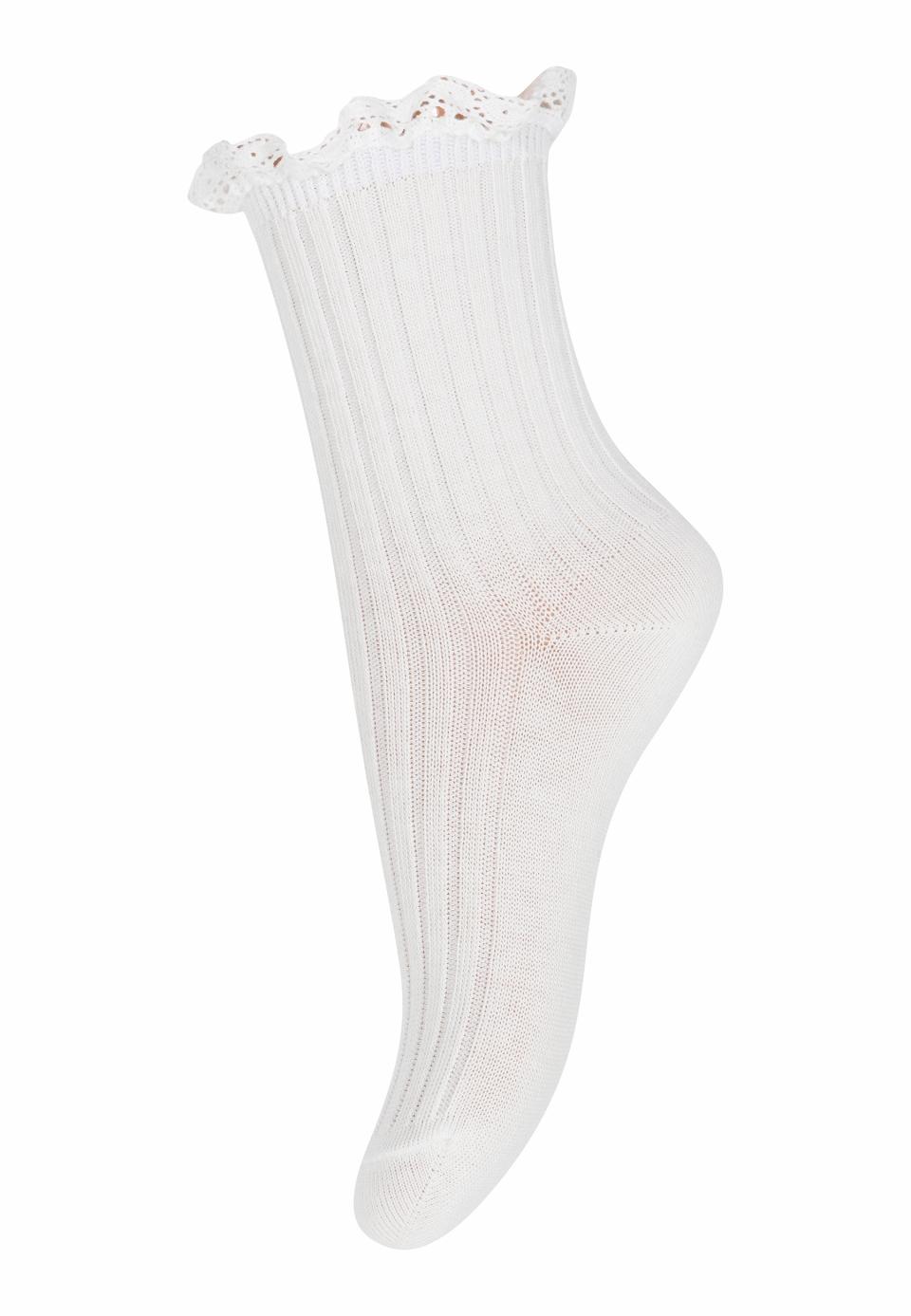 MP Denmark - julia socks with lace - 57048 432 - snow white