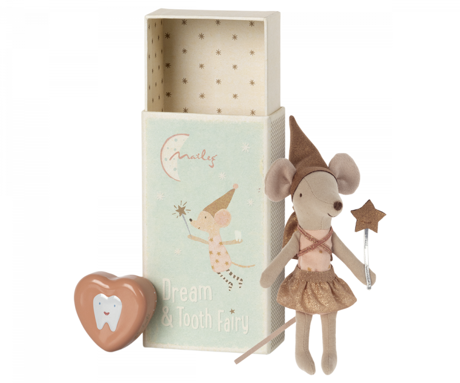 MAILEG - tooth fairy mouse in matchbox - rose