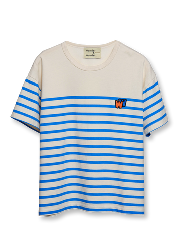 Wander & Wonder - logo tee - blue stripe