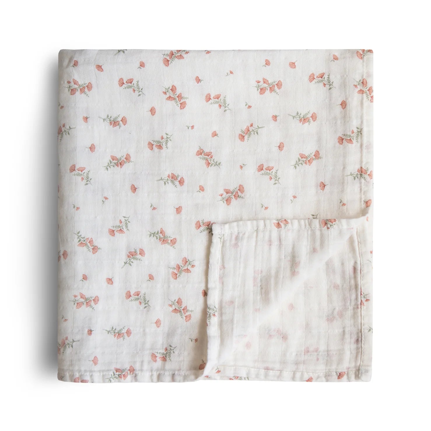 Mushie - swaddle - pink flowers