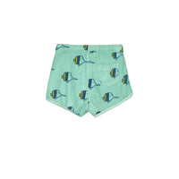 Bonmot - terry shorts all over fishes - dusty aqua