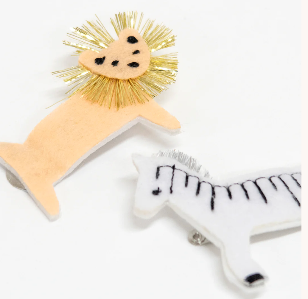 Meri Meri - felt lion &amp; zebra hair clips