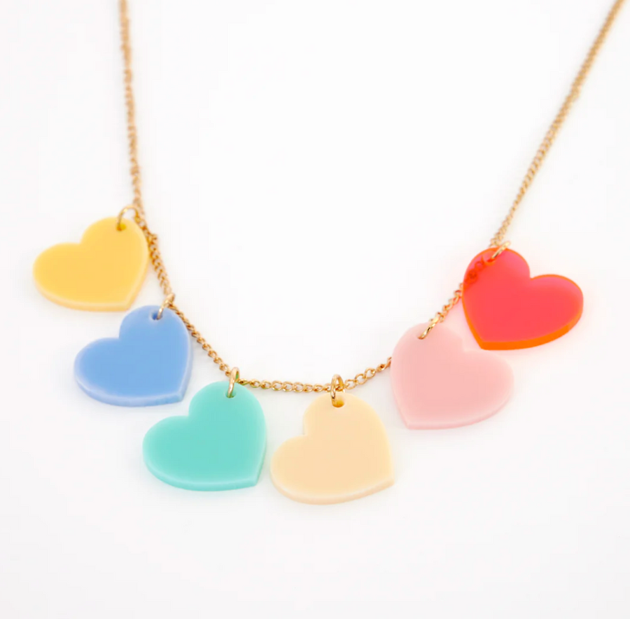 Meri Meri - rainbow hearts necklace