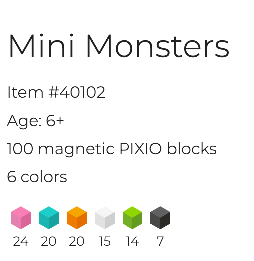 Pixio - mini monsters - 100 blocks