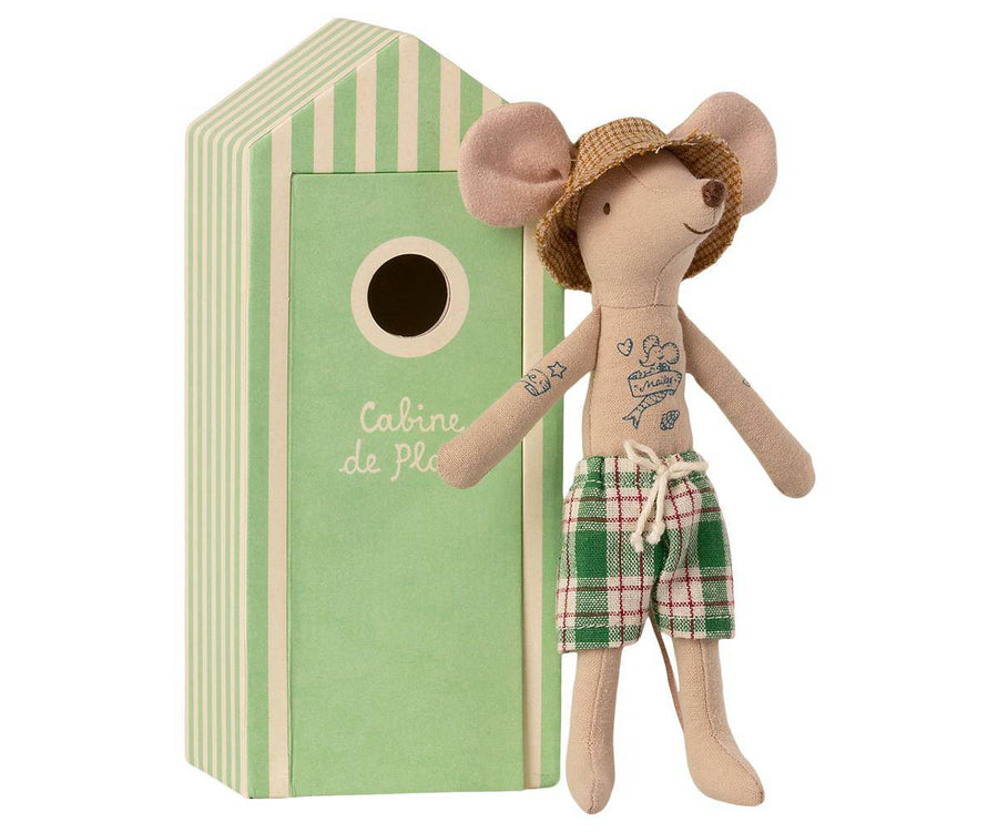 MAILEG - beach mice, dad in cabin de plage - Hyggekids