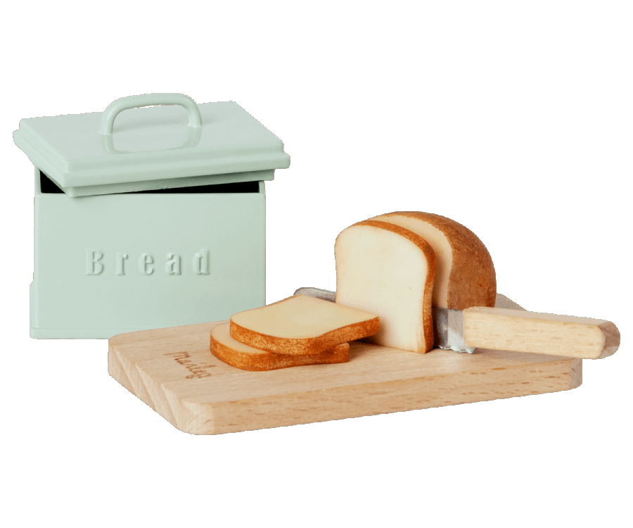 Maileg - miniature bread box with cutting board and knife - Hyggekids