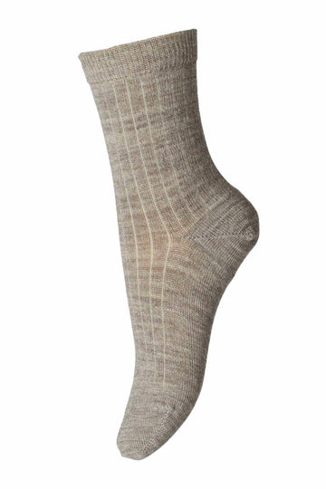 MP Denmark - wool rib socks - 10-718-0 202 - brown melange - Hyggekids