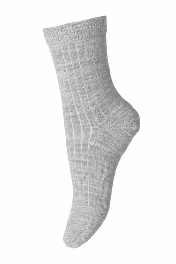 MP Denmark - wool rib socks - 10-718-0 491 - grey melange - Hyggekids