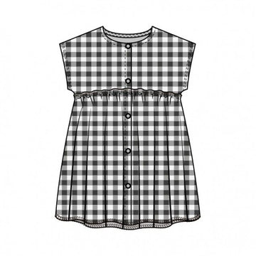 Play up - vichy woven dress - charcoal