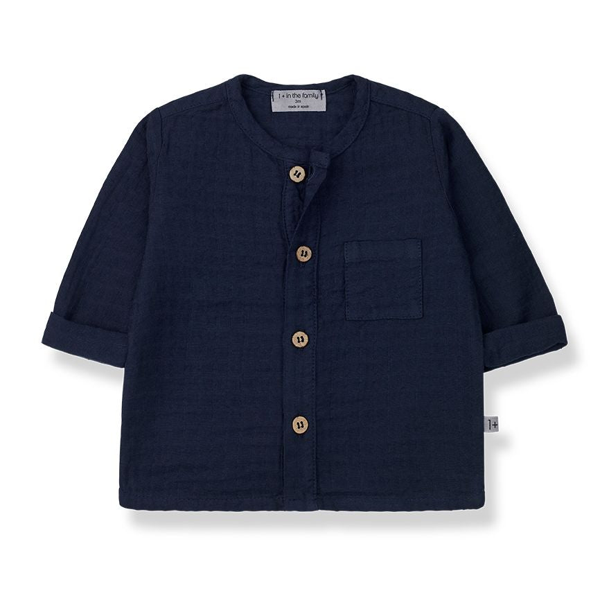 1+ in the family - custo - ls shirt - blue notte